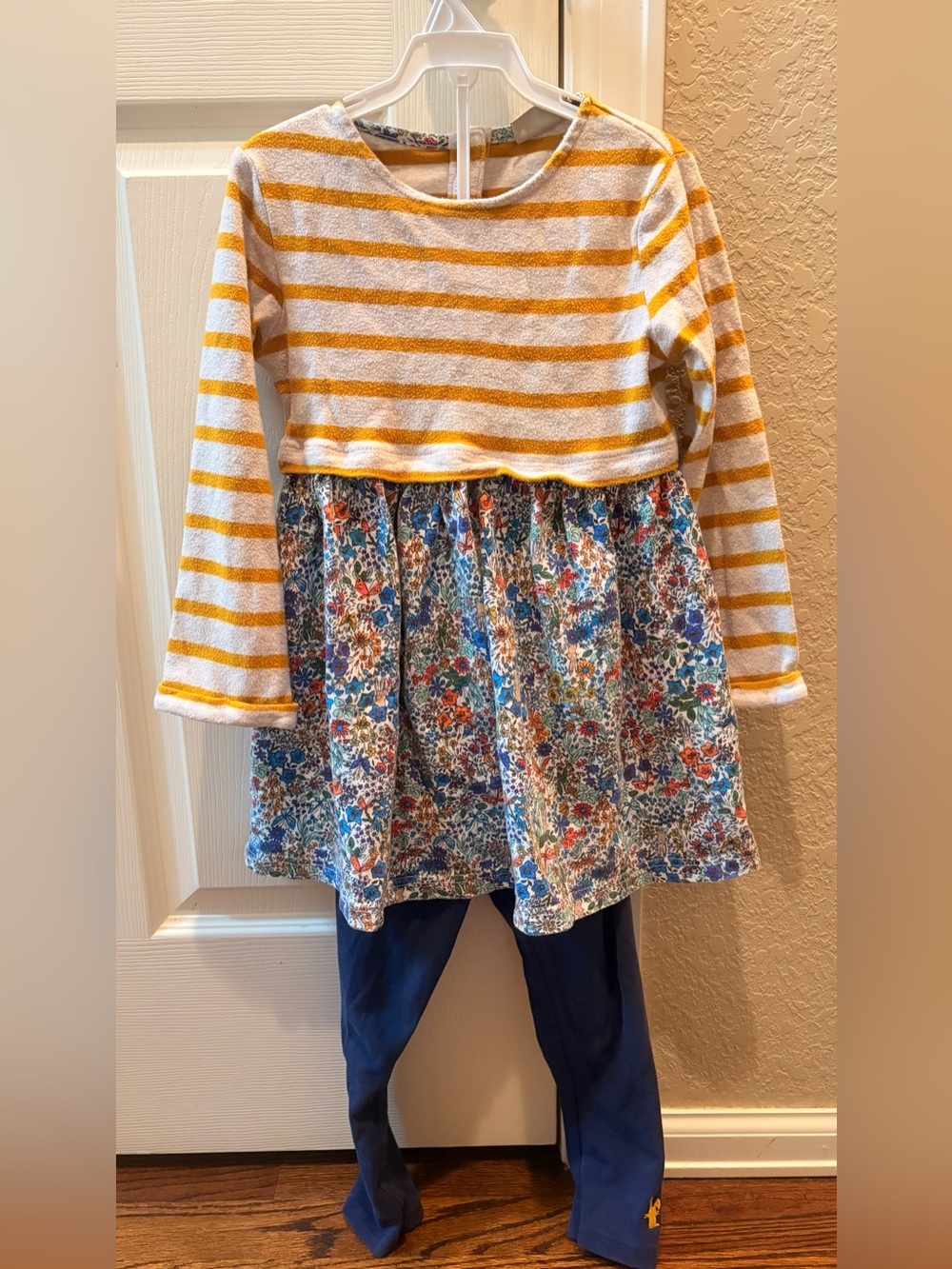 next Mustard Yellow & White Striped Knit Top and matching leggings
